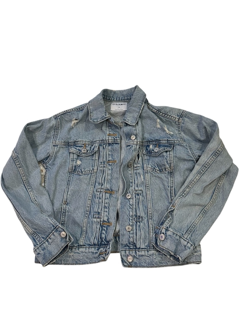 Old Navy Light Wash Distressed Denim Jacket - Women's